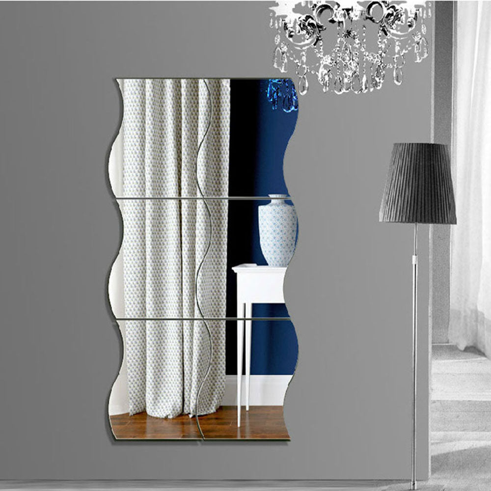 Acrylic Wave Mirror Wall Stickers