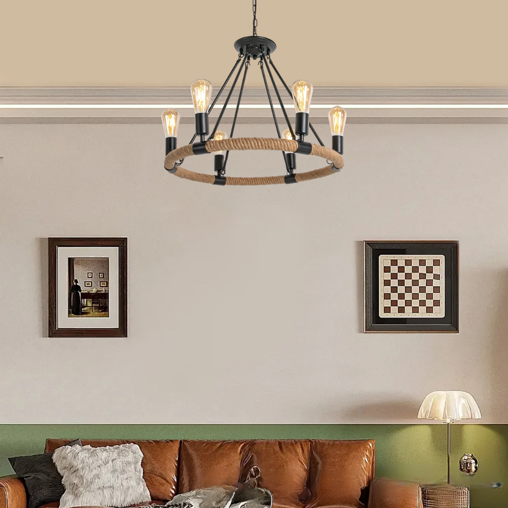 Rope Pendant Ceiling Lamp Rustic Style