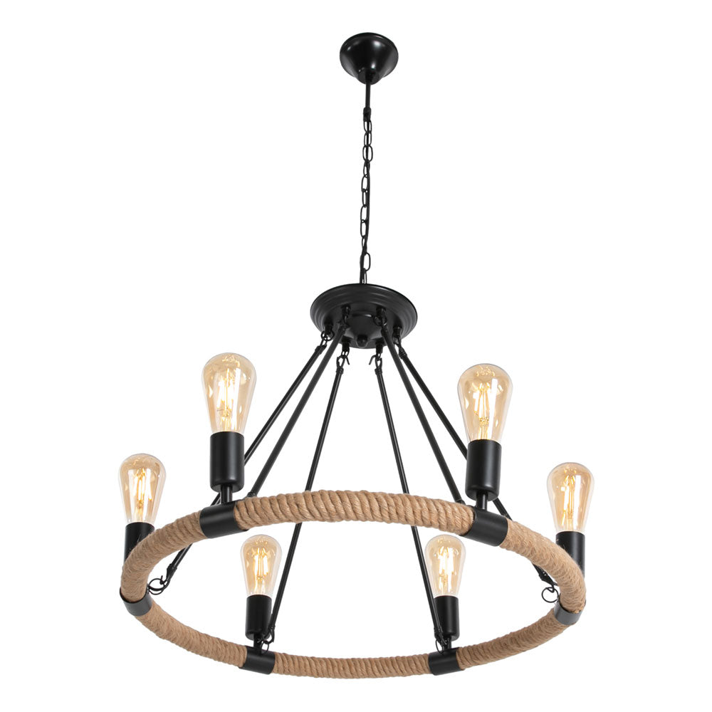 Rope Pendant Ceiling Lamp Rustic Style